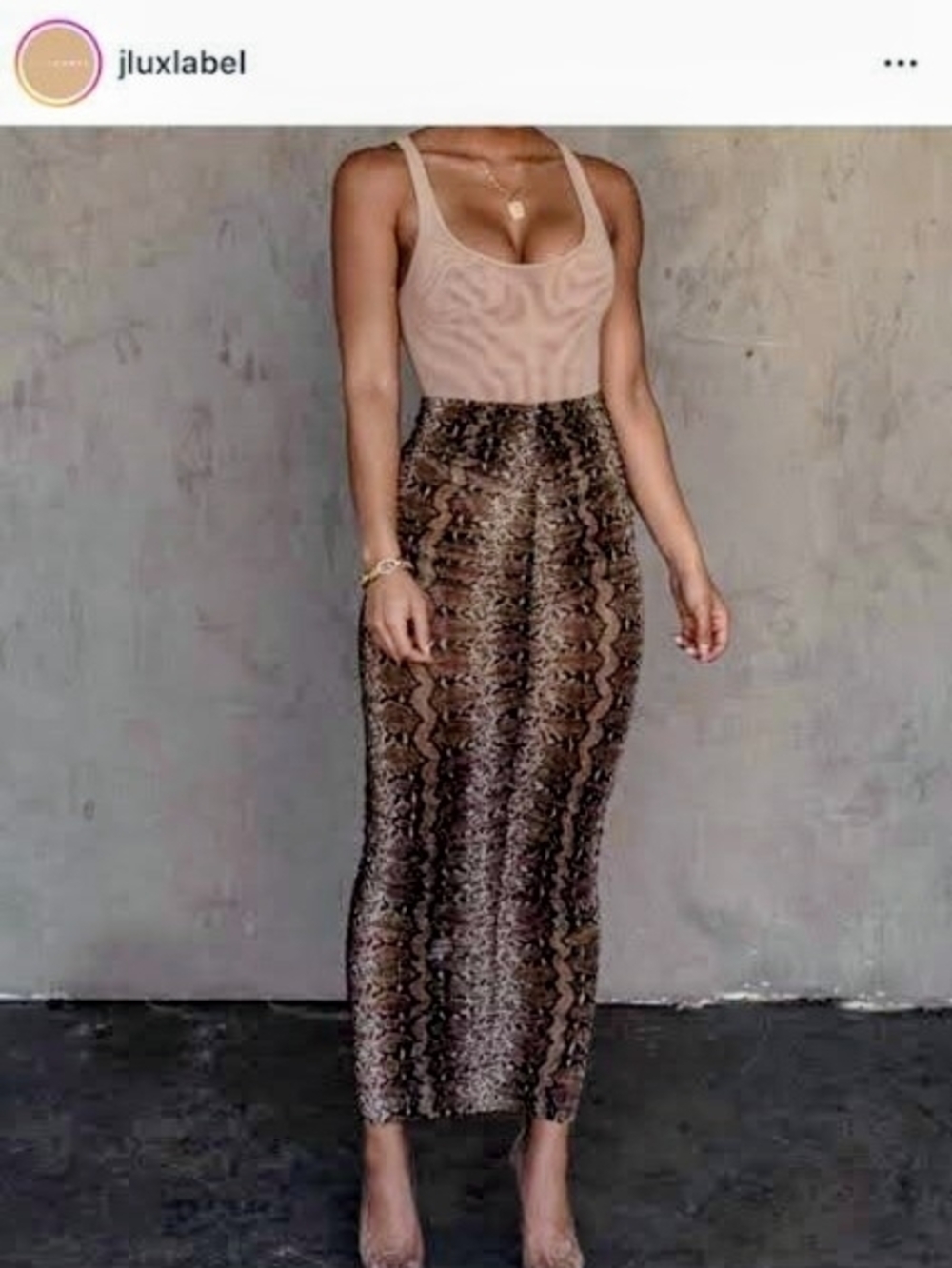 JLUXLABEL Snakeskin Print Maxi Skirt